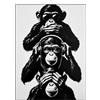 KUSTOM ART Quadro da Parete o da Tavolo Serie Animali Tre Scimmie Scimpanzé Non Vedo Non Sento Non Parlo Stampa Artistica su Legno 30x21cm