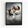 Generico Poster Lionel Messi con Coppa del Mondo, Stampa Argentina Numero 10, Cornice Nera, Decorazione Sportiva