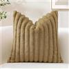 Sungeek 1 Pezzi Federe Cuscini 40x40 in Finta Pelliccia di Coniglio, Morbido Fodere per Cuscini Decorativi in Peluche a Righe in Velluto Copricuscini Cuscino per Divano Letto Soggiorno, Marrone