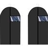 DALAETUS 2 Pezzi Custodia Porta Abiti, Copri Abiti Nero Antipolvere 60x100cm, Copri Vestiti con Finestra Trasparente e Cerniera, Copertura Abiti Impermeabile per Vestito Camicia Cappotto Giacca Armadio