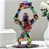 BZHIB Statua Di Gorilla Colorata Realizzata A Mano, Figurina Di Animale Carina Per Decorazione Di Casa E Ufficio, Scrivania, Mensola, Libreria, Ornamento Da Tavolo (A, Taglia Unica), 29,5 x 15 cm
