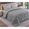 Tata Home Trapunta Invernale Matrimoniale Imbottita in Morbida Microfibra Tessuto Vellutato Piumino Caldo a Effetto Flanellato Retro Sherpa Coperta Letto Invernale Mod. Warm Colore Grigio