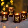Glasseam Bicchieri Da Tè Moderni Per La Natività: Set Di 4 Portacandele In Vetro Per La Natività Natalizia, Per Decorazioni Natalizie Dell'Avvento, Bicchieri Da Candela Neri Per Decorazioni Natalizie