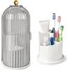 XTDMJ Bagno girevole a 360° impermeabile antipolvere con coperchio | Porta spazzolino da denti nascosto, porta pennelli da trucco per bagno
