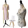 Relaxdays Manichino Relaxdays donna, taglia 36/38, regolabile in altezza 160-175 cm, supporto in legno, design Parigi, crema/nero