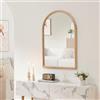 [en.casa] Specchio da Parete con Cornice Arcuato in Legno di Paulownia Specchio Decorativo per Ingresso Soggiorno Bagno Camera da Letto 90x60 cm Legno Naturale