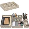 Generico OCEANO Set 6 Cestini Portaoggetti Intrecciati Organizzatore Cassetti Scrivania Multiuso Contenitori Modulari Tessuto Salvaspazio Bagno Trucchi Cancelleria Armadio