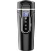 TONIXY Bollitore elettrico per auto da 500 ml, 12 V/24 V, in acciaio inox 304, tazza da viaggio con display digitale, per caffè e tè, latte, riscaldatore portatile per campeggio, viaggi su strada