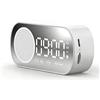 nilic Sveglia digitale con altoparlante Bluetooth, orologio a specchio a LED per camera da letto soggiorno, doppia sveglia, 5 suonerie, supporto per schede TF, orologio da scrivania alimentato a rete