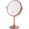 Nicesail Specchio Trucco da Tavolo Oro Rosa Specchio Ingranditore x10 Specchio Cosmetico Bagno Rotazione a 360° Specchio Bifacciale,Diametro 20 cm