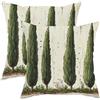 Generic Set di 2 federe per cuscini con cipresso rustico, 51 x 51 cm, comode, in velluto, con cerniera, motivo natura country, decorazione per divano e soggiorno