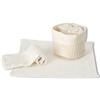 Casatessile Set Lavette Bagno 4 pz. con Cestino Waffle Asciugamani Ospiti, Lavette Spugna Cotone per Viso Bidet, Bambini - Panna