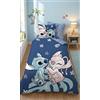 Aymax Stitch e Angel Leaf Copripiumino Singolo 140x200 + Federa Cotone | Set lenzuola reversibile | Misto cotone asciugatura rapida Oeko-Tex | Disney | Teen | Regalo | Lavabile in lavatrice
