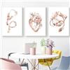 Baibexing Cuore, Stetoscopio, Elettrocardiogramma, Fiori, Poster E Stampe Mediche, Cardiologo, Studio Medico, Quadri Su Tela, Decorazioni Murali 40X60Cmx3Pcs Senza Telaio