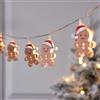 Lights4fun Light4fun - Catena Luminosa di Natale, Ghirlanda 10 Luci LED Bianco Caldo, Pan di Zenzero, Gingerbread, Decorazione Natalizia per Interni, a Batteria, con Timer, 1.35m