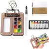 xinrongda Mini set di acquerelli da viaggio, tavolozza portatile con 8 griglie, set di acquerelli tascabili da viaggio con clip in metallo, tavolozza per pittura ad acquerello da 12 colori con penna