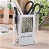Generic Sveglia Digitale con Display della Temperatura, Organizer Portapenne per Accessori da Scrivania, Portapenne Orologio Multifunzionale per Studenti in Ufficio, a Casa, ABS, CR2032, 4,7x3,9x2