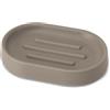 FERIDRAS Porta Sapone Bagno 13x8,5x2,5 cm Tortora in Plastica, Portasapone Da Appoggio Design Tondo Compatto - Linea Pop