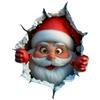 Generico 3D Santa Claus Broken Wall Cartoon Design Christmas Decals | Christmas Creative Santa Wall Sticker, Stickers Peel And Stick,Winter Claus Decals Decorations For Home