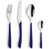 Kuppels Prisma - Set di 24 posate in acciaio inox lucido per 6 maniglie, colore: Blu indaco