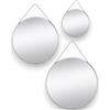 KORAT Set 3 Specchi Rotondi da Parete, Diametro 20 cm + 30 cm + 35 cm, Cornice in Metallo e Vetro, Specchi Decorativi Moderni per Bagno, Camera e Ingresso