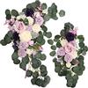 LKPOMI Set di 2 Fiori Ad Arco per Matrimonio, Fiore di Rosa Artificiale, Composizione Floreale per Matrimonio, Cerimonia di Benvenuto, Segno e Sfondo del Ricevimento, Decorazione Floreale(Viola)
