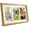 Silkmin Cornice Portafoto 3 Foto 21x37cm, 10x15cm Cornici con Passepartout | Cornice Multifoto Orizzontale in Legno, Portafoto da Tavolo con Vetro Acrilico, Collage Foto per Regalo Souvenir Decorazione