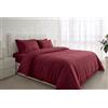 LARA MORADA Set Copripiumino Letto Made in Italy 100% Cotone Tinta Unita con patella e federe (Singolo 1p Bordeaux)
