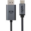 APM Cavo USB-C a DisplayPort 1.2, 4K@60Hz, 2M, maschio/maschio, intrecciato in nylon resistente, compatibile con MacBook, PC, monitor 4K, Superficie, iPad Pro, colore grigio 590482