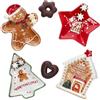 MamboCat Patisserie Christmas - Set di 4 piatti da biscotti, piccoli piatti in gres porcellanato, 1 albero di Natale, stella, pan di zenzero e casa I piatti da pasticceria e snack I Nikolaus, Avvento