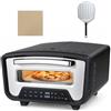 LIFEZEAL Forno Elettrico per Pizza con Finestra, 2 minuti, 1700W, 80-455°C | Forno da Tavolo Pizza con Controllo Digitale, Timer e 8 Programmi, Pietra e Pala, Calore Superiore/Inferiore indipendente