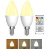 Lustaled Lampadina a LED E14 con telecomando, 3 temperature di colore 3000K / 4000K / 6000K Dimmerabile Timer, C37 a forma di candela 5W lampadina per decorazione domestica, confezione da 2