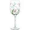 NymphFable Bicchieri Vino Dipinto a Mano Libellule e Fiori di Campo Calici Vino 15oz Regalo per Compleanni, Festa della Mamma, San Valentino