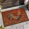 Generic Zerbino con gallo di benvenuto, rustico, artistico, papaveri, foglie autunnali, arancione, antiscivolo, per pavimento, decorazione per esterni, porta d'ingresso, patio, 73 x 43 cm