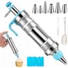 Generisch LUBEWISE - Set di siringhe per torte, in acciaio inox, siringa per panna con 6 beccucci da pasticceria, set per decorare torte, cupcake, torte, pasticceria (blu)