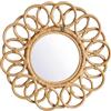 EffiFish Specchio da parete in rattan naturale, diametro 43 cm, rotondo, fatto a mano, da appendere, per bagno, corridoio, decorazione vintage (A)