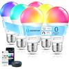 Aigostar Lampadina Smart E27, A60, 12W, 1150 LM, 6Pz | 2700K-6500K e RGB Regolabile, Compatibile con Alexa e Google Assistant, con Telecomando