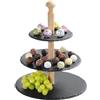 Kesper Etagere 3 strati - Ardesia e legno di bambù - Alta qualità - Etagere - Ciotola in legno 3 strati - Ciotola da portata - Tavolo etagère