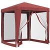 Generic Tenda Feste 2x2 m HDPE Rosso con 4 Pareti Laterali in Rete e Tetto | Telaio in ferro verniciato, resistente ai raggi UV, 4 lati in mesh, cerniera laterale, altezza gronda 2 m, per matrimoni,