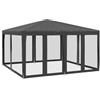Generic Tenda da Esterno con 8 Pareti in Rete Antracite 4x4 m HDPE Gazebo | Struttura in ferro, tetto idrorepellente, protezione UV, 8 pareti in rete, 1 con cerniere, montaggio richiesto, 1 tenda, 1