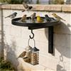 KFDDRN Abbeveratoio per uccelli e mangiatoia 2 in 1 in ferro resistente alla | Montaggio a parete per albero, recinzione, balcone e terrazza, 21,8 x 20 x 17 cm, ciotola in metallo con ganci aggiuntivi per