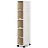 Generico BDIT Accessori Mobile Salvaspazio a 5 Ripiani con Ruote, Armadietto Stretto 143 x 20 x 30 cm, 5 Sportelli Ribaltabili Traslucidi con Maniglia, Organizer Verticale per Bagno, Camera e Casa, Bianco