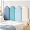 OJTOJT 4 pannelli murali 20x40 cm, per camera bimbi (Azzurro cielo-Crema) | Wandkissen Kinderzimmer Selbstklebende, PU Wasserdicht Wandpaneel Gepolstert, 3D Wandpaneele Prallschutz für Schlafzimmer