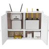 Failjierue Scatola immagazzinaggio router WiFi montaggio a parete Set di tende per armadietto Decorazione Mensole galleggianti Ciabatta elettrica e ripiano per gestione dei cavi(50x39x10cm)