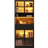 Azkoeesy Vetrina Alta 80x35x200 cm, 4 Ante Vetrate con LED RGB, Nero | LED RGB Controllabile tramite App, cassetto, ripiani a giorno, vetro temperato, Libreria, Mobile vino, per Soggiorno