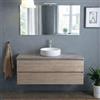 Kiamami Valentina Mobile Bagno Sospeso 120 Cm Rovere Well Top Beton | 2 cassetti chiusura rallentata, specchio 120x60 cm con lampada, base pronta per lavabo, già assemblato
