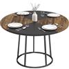HOMCOM Tavolo da Pranzo Rotondo Ø120x75 cm Marrone Rustico e Nero | per 4-6 Persone, Tavolo Cucina, Piano Bicolore, Stile Industriale, Soggiorno Sala da Pranzo