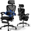 FLEXISPOT Sedia da Ufficio Ergonomica, Sedia Girevole a Forma di X con Inclinazione a 135°, Braccioli Collegati, Supporto Lombare Regolabile, Poggiatesta 4D e Poggiapiedi, Nero