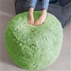 HIGOGOGO Pouf rotondo imbottito, in pelliccia sintetica a pelo lungo, con imbottitura in gommapiuma, 65 x 40 cm, per soggiorno, colore: verde