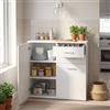 anrekl Credenza da Cucina in Legno con Piano di Lavoro, 71x35x76 cm | Cassettiera con Ante e Cassetti per Cucina, Ingresso e Camera, Credenza Bianca